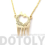 Kissing Giraffe Animal Shaped Silhouette Pendant Necklace in Gold | DOTOLY | DOTOLY