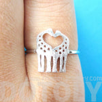 Kissing Giraffe Silhouette Shaped Animal Ring in Silver | US Size 6 Only | DOTOLY