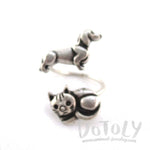 Kitty Cat and Dachshund Puppy Adjustable Wire Wrap Ring | DOTOLY
