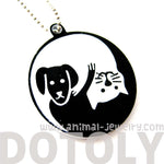 Kitty Cat and Dog Shaped Animal Themed Pendant Necklace in Black Acrylic | DOTOLY
