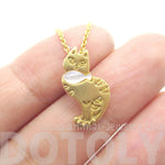 Kitty Cat and Fish Shaped Animal Themed Pendant Necklace in Gold | DOTOLY