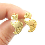 Kitty Cat and Fish Shaped Animal Themed Stud Earrings in Gold | DOTOLY