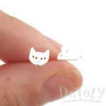 Kitty Cat and Mouse Shaped Allergy Free Stud Earrings in Silver | DOTOLY | DOTOLY