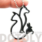 Kitty Cat, Dog and Bunny Outline Shaped Pet Animal Themed Necklace in Black Acrylic | DOTOLY
