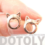 Kitty Cat Animal Ears Cut Out Stud Earrings in Rose Gold | DOTOLY | DOTOLY