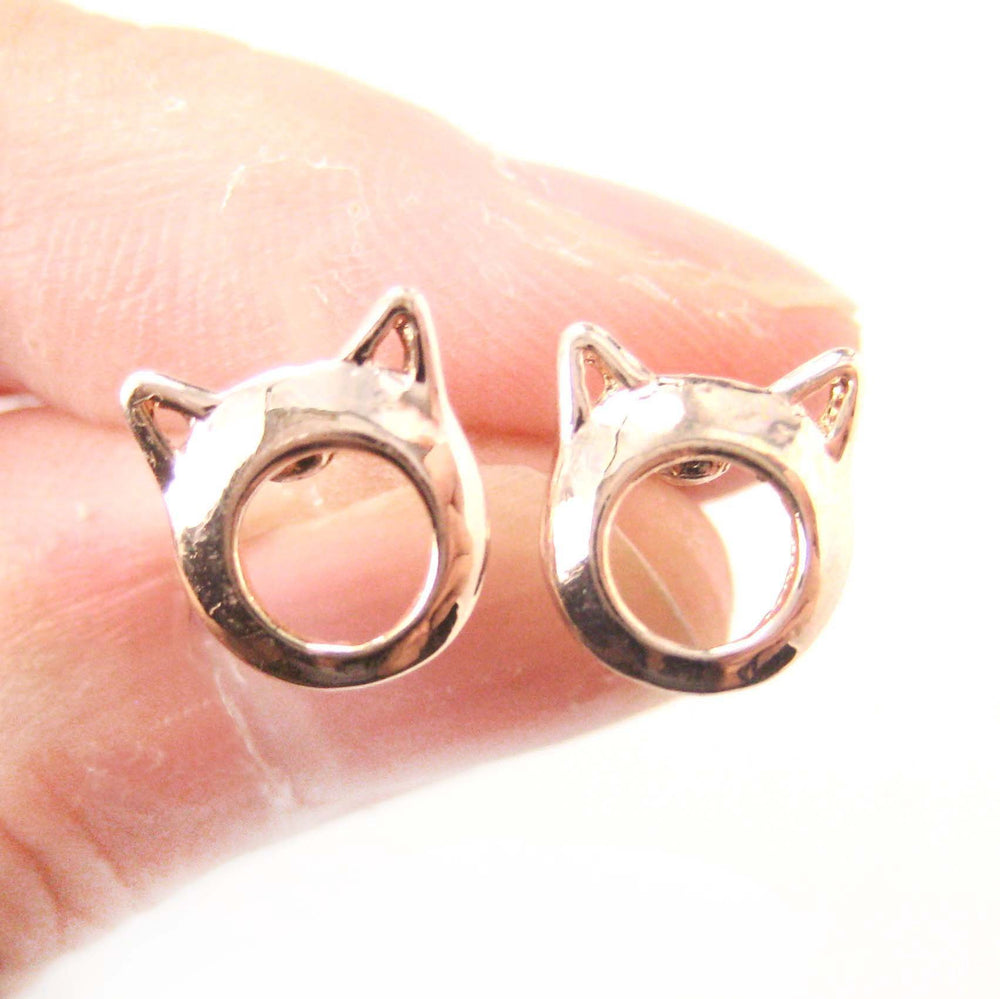 Kitty Cat Animal Ears Cut Out Stud Earrings in Rose Gold | DOTOLY | DOTOLY