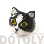 Kitty Cat Enamel Animal Ring in Black and White US Size 6 | Limited Edition | DOTOLY