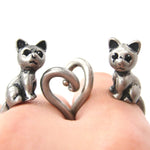 Kitty Cat Right Facing Animal Wrap Around Ring in Silver - Sizes 5 to 9 Available | DOTOLY