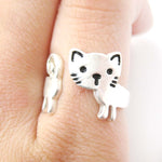 Kitty Cat Shaped Cartoon Animal Wrap Around Ring in Silver | DOTOLY | DOTOLY
