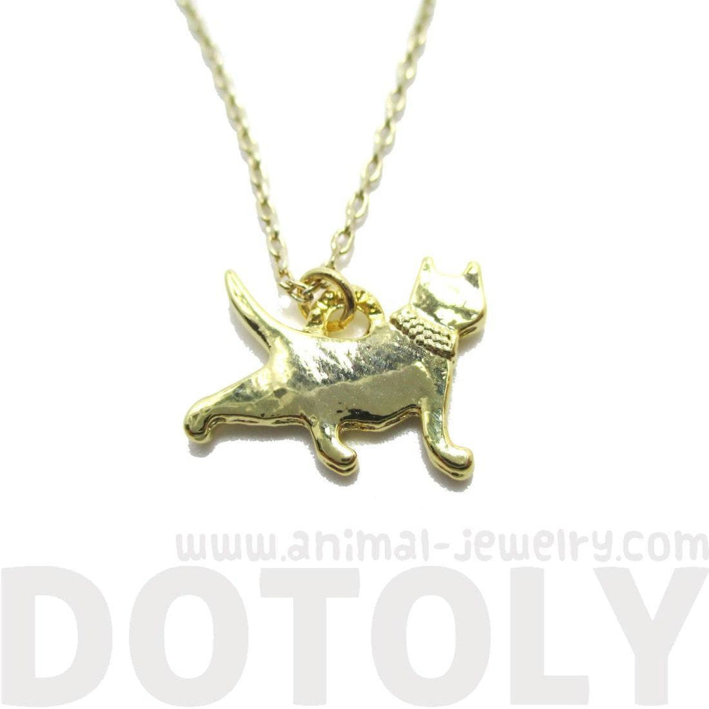 Kitty Cat Silhouette Shaped Charm Necklace in Gold | DOTOLY | DOTOLY