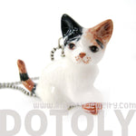 Kitty Cat With Ball of Yarn Ceramic Porcelain Animal Pendant Necklace | Handmade | DOTOLY