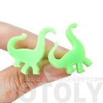 Brontosaurus Dinosaur Shaped Laser Cut Stud Earrings in Green