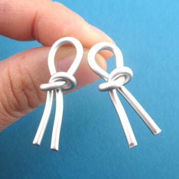 Large Statement Tied Love Forget Me Knot Stud Earrings in Gold or Silver