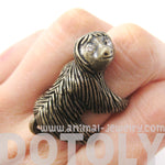 Large Three Toed Sloth Shaped Animal Wrap Ring in Brass | US Sizes 4 to 9 | DOTOLY