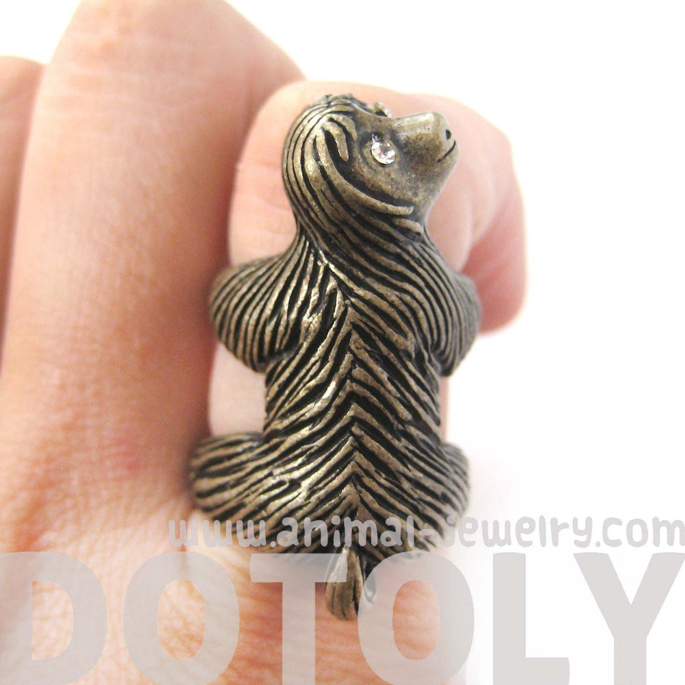 Large Three Toed Sloth Shaped Animal Wrap Ring in Brass | US Sizes 4 to 9 | DOTOLY