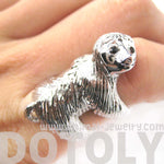 Large Three Toed Sloth Shaped Animal Wrap Ring in Shiny Silver | US Sizes 4 to 9 | DOTOLY