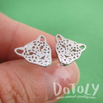 Leopard Jaguar Dye Cut Shaped Allergy Free Stud Earrings in Silver