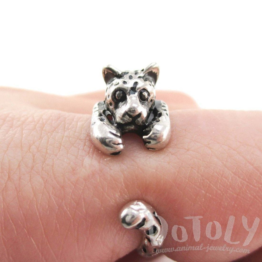 Leopard Jaguar Shaped Animal Wrap Around Ring in 925 Sterling Silver | US Sizes 3 to 8 | DOTOLY