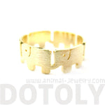 Linked Baby Elephant Parade Animal Ring in Gold | US Size 6 and 7 Only | DOTOLY
