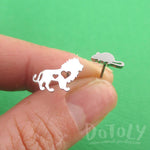 Lion and Mouse Silhouette Shaped Stud Earrings in Silver | DOTOLY