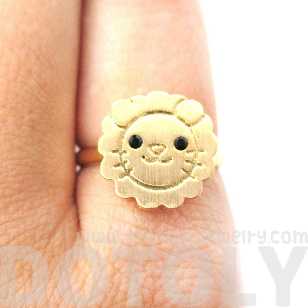 Lion Shaped Adorable Animal Inspired Adjustable Ring in Gold | DOTOLY | DOTOLY