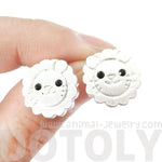 Lion Shaped Adorable Animal Stud Earrings in Silver with Allergy Free Posts | DOTOLY