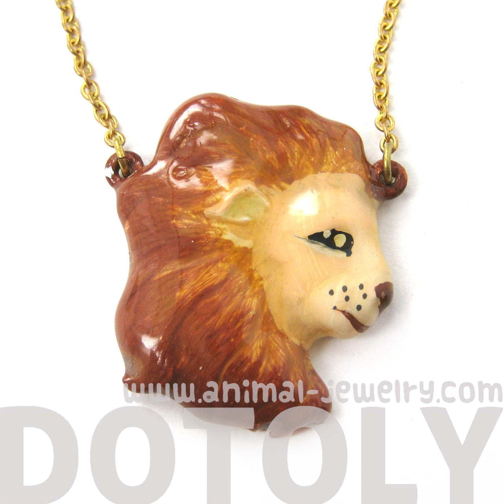 Lion Shaped Animal Enamel Pendant Necklace | Limited Edition | DOTOLY