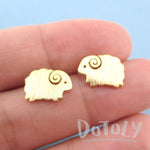 Little Mountain Goat Ram Sheep Shaped Stud Earrings in Gold | DOTOLY
