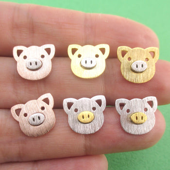 Little Piggy Pig Face Shaped Allergy Free Stud Earrings | DOTOLY