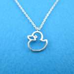 Little Rubber Ducky Duck Outline Shaped Pendant Necklace in Silver | DOTOLY