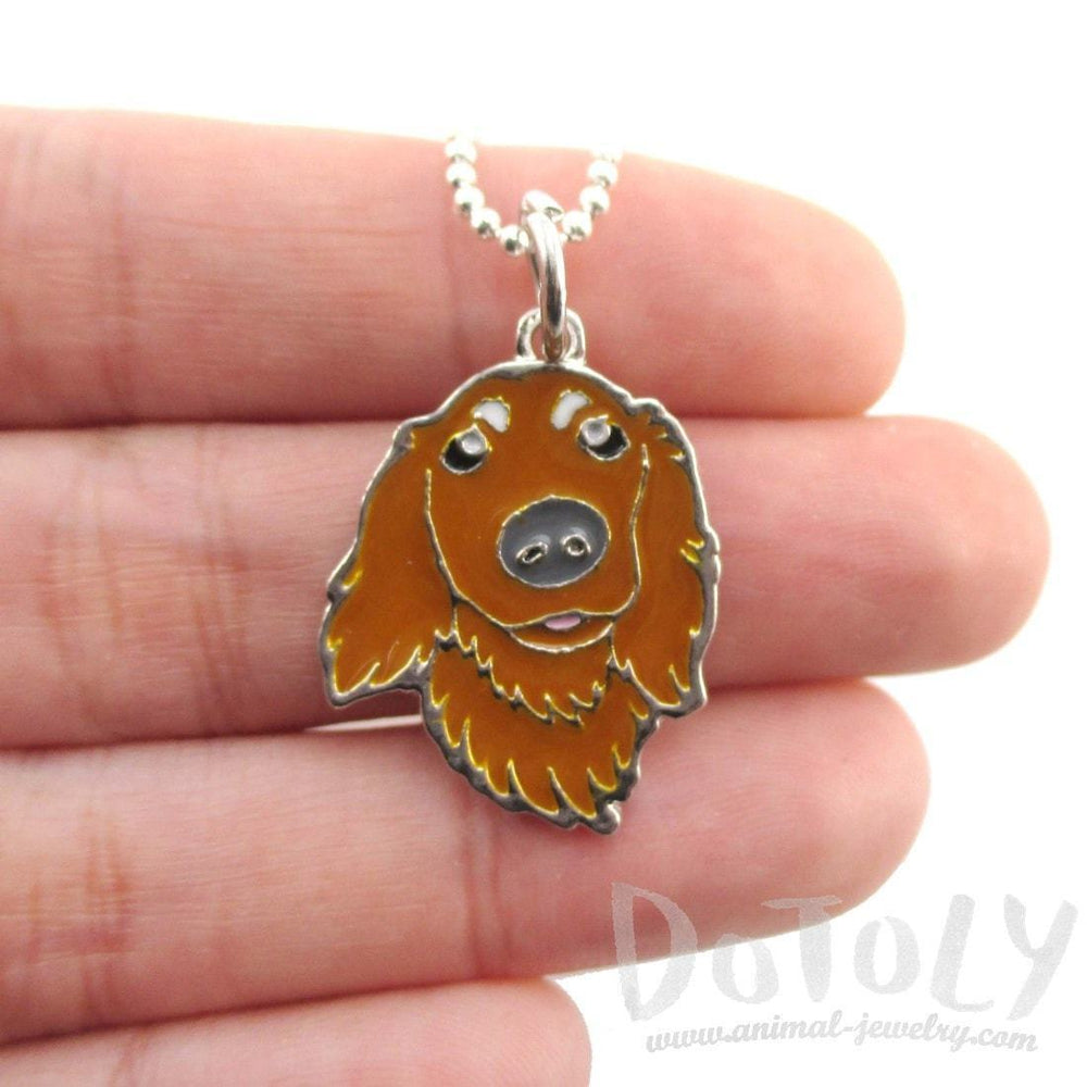 Long Haired Dachshund Dog Shaped Animal Pendant Necklace | DOTOLY | DOTOLY