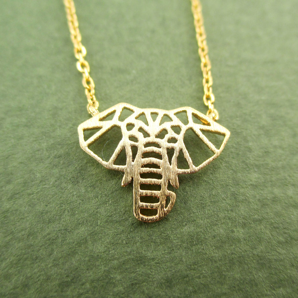 Majestic Elephant Outline Shaped Pendant Necklace for Animal Lovers in Gold