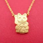 Maneki-neko Lucky Fortune Cat Calico Japanese Bobtail Pendant Necklace