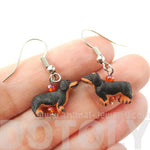 Mini Dachshund Puppy Dog Shaped Porcelain Ceramic Animal Dangle Earrings | Handmade | DOTOLY