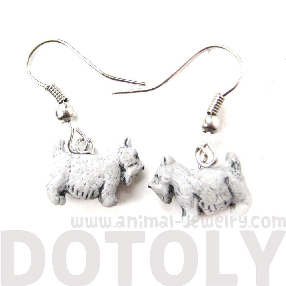 Mini Schnauzer Puppy Dog Shaped Porcelain Ceramic Animal Dangle Earrings | Handmade | DOTOLY