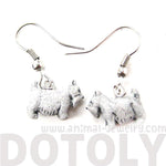 Mini Schnauzer Puppy Dog Shaped Porcelain Ceramic Animal Dangle Earrings | Handmade | DOTOLY