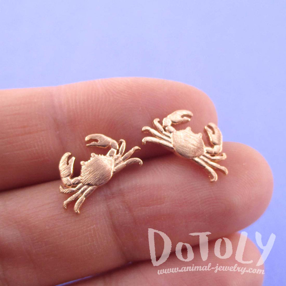 Miniature Crab Shaped Sea Inspired Stud Earrings in Rose Gold