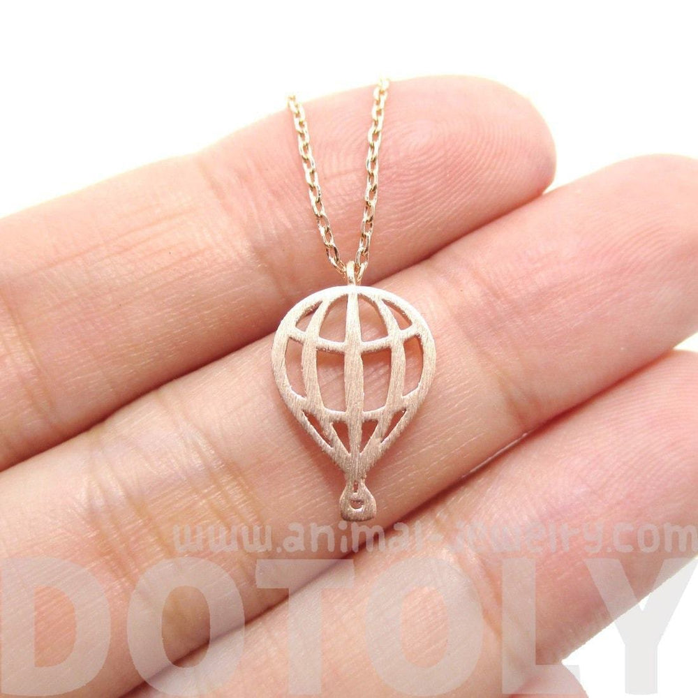 Miniature Hot Air Balloon Shaped Cut Out Charm Necklace in Rose Gold | DOTOLY | DOTOLY