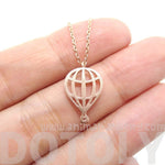 Miniature Hot Air Balloon Shaped Cut Out Charm Necklace in Rose Gold | DOTOLY | DOTOLY