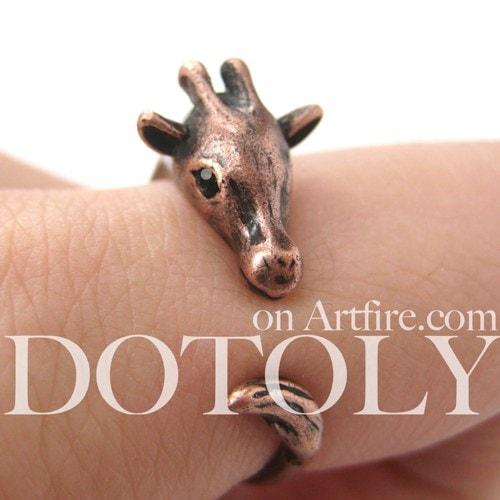 Mother Giraffe Animal Wrap Around Ring in Copper - Sizes 4 to 9 Available | DOTOLY