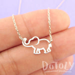 Minimal Baby Elephant Outline Shaped Pendant Necklace in Silver | Animal Jewelry | DOTOLY