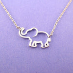 Minimal Baby Elephant Outline Shaped Pendant Necklace in Silver | Animal Jewelry | DOTOLY