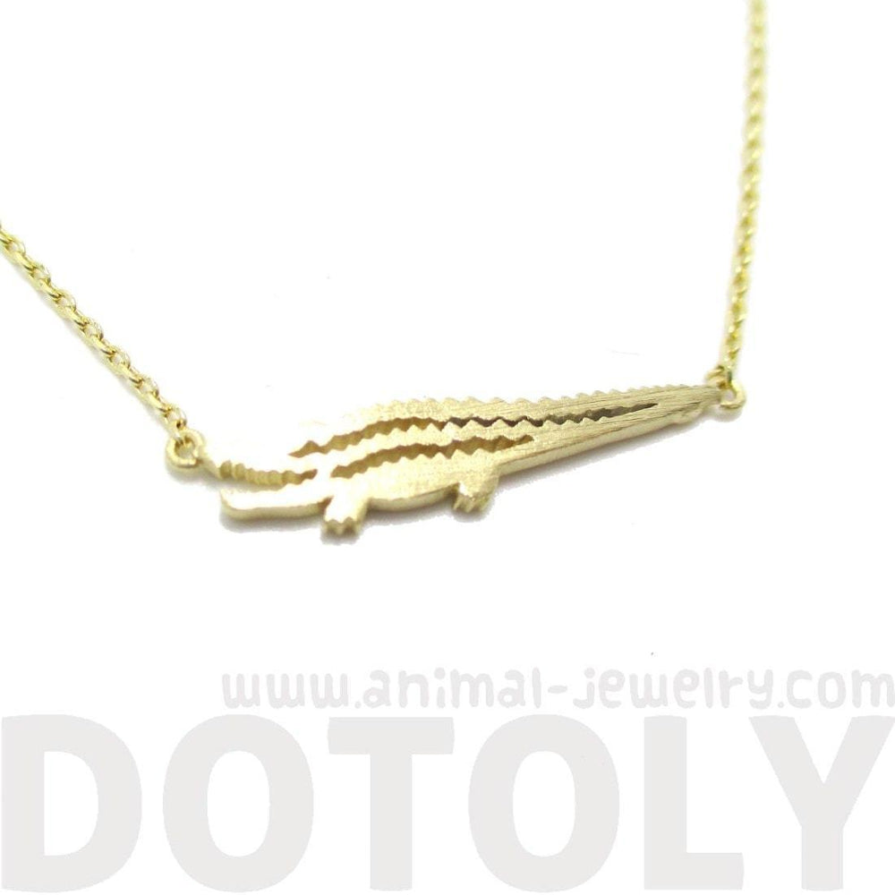 Minimal Crocodile Alligator Shaped Charm Necklace in Gold | DOTOLY | DOTOLY