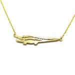 Minimal Crocodile Alligator Shaped Charm Necklace in Gold | DOTOLY | DOTOLY