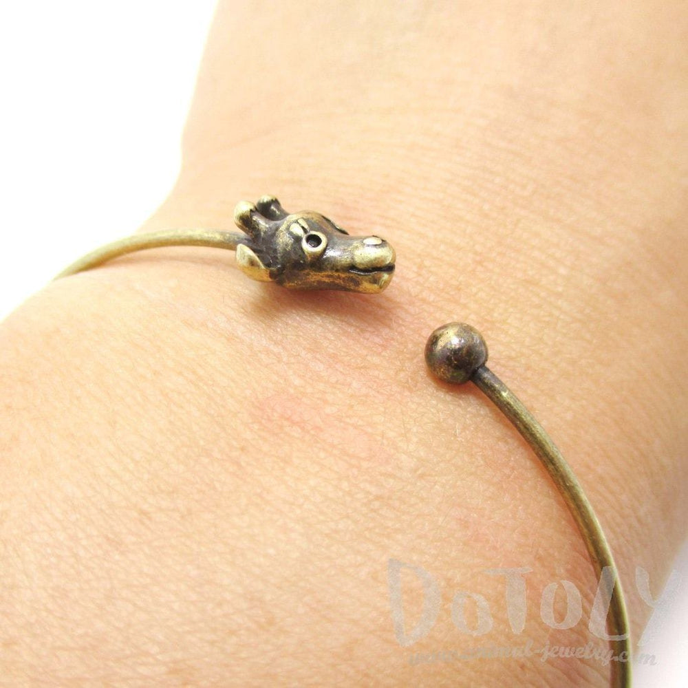 Minimal Giraffe Bangle Bracelet Cuff in Brass | Animal Jewelry | DOTOLY