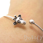 Minimal Giraffe Bangle Bracelet Cuff in Silver | Animal Jewelry | DOTOLY