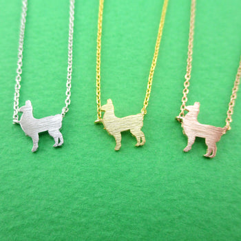 Minimal Llama Alpaca Shaped Silhouette Pendant Necklace | DOTOLY
