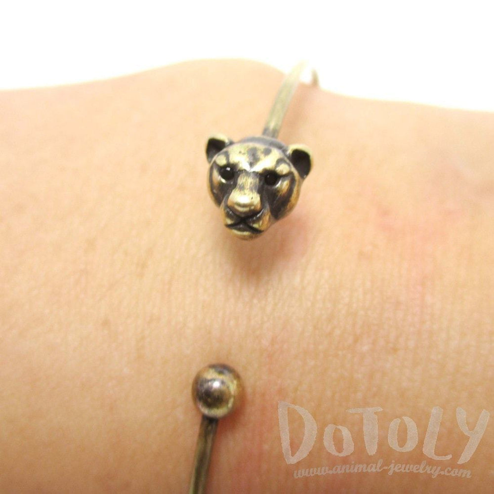 Minimal Tiger Bangle Bracelet Cuff in Brass | Animal Jewelry | DOTOLY