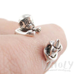 Monkey with Banana Animal Wrap Ring in 925 Sterling Silver | US Sizes 4 to 8.5 | DOTOLY