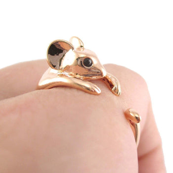 Mouse Shaped Animal Wrap Around Ring in Shiny Copper | US Sizes 4 to 9 | DOTOLY